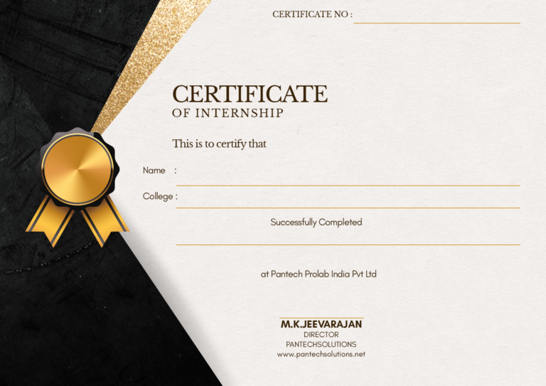 pantech internship certificate